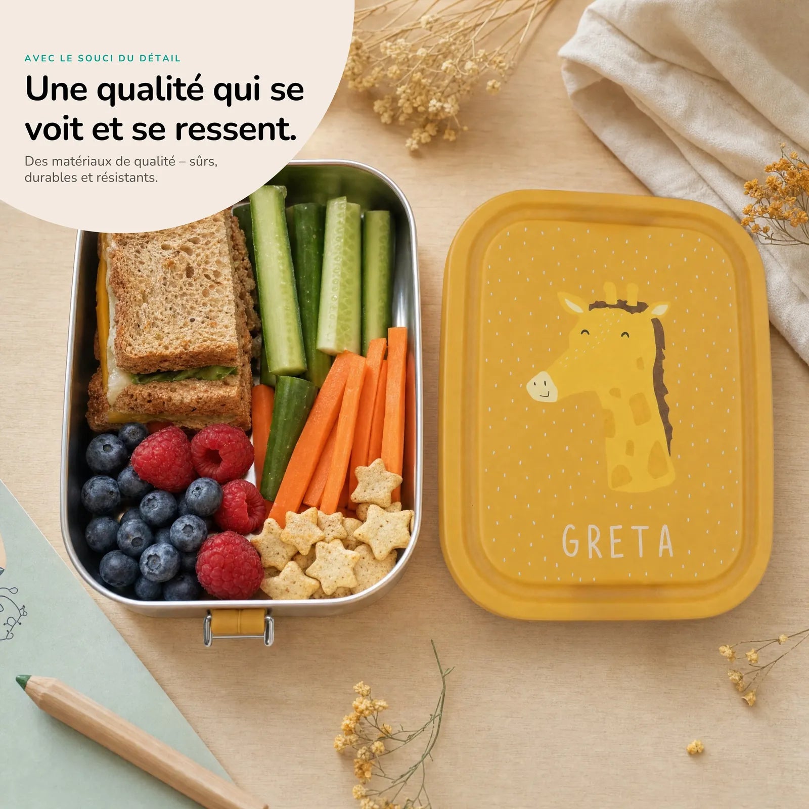 Boîte à goûter enfant Girafe personnalisée — Kidsmood
