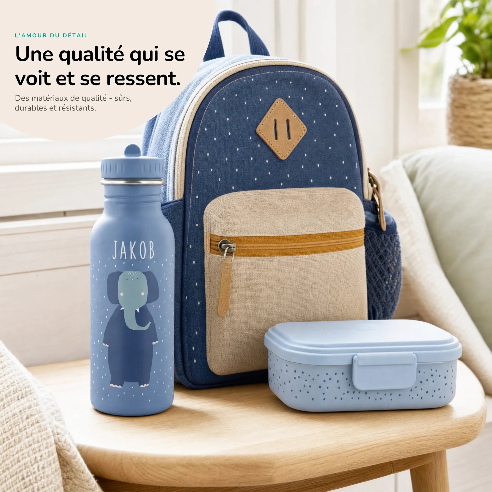 Gourde inox enfant motif Éléphant, acier robuste — Kidsmood