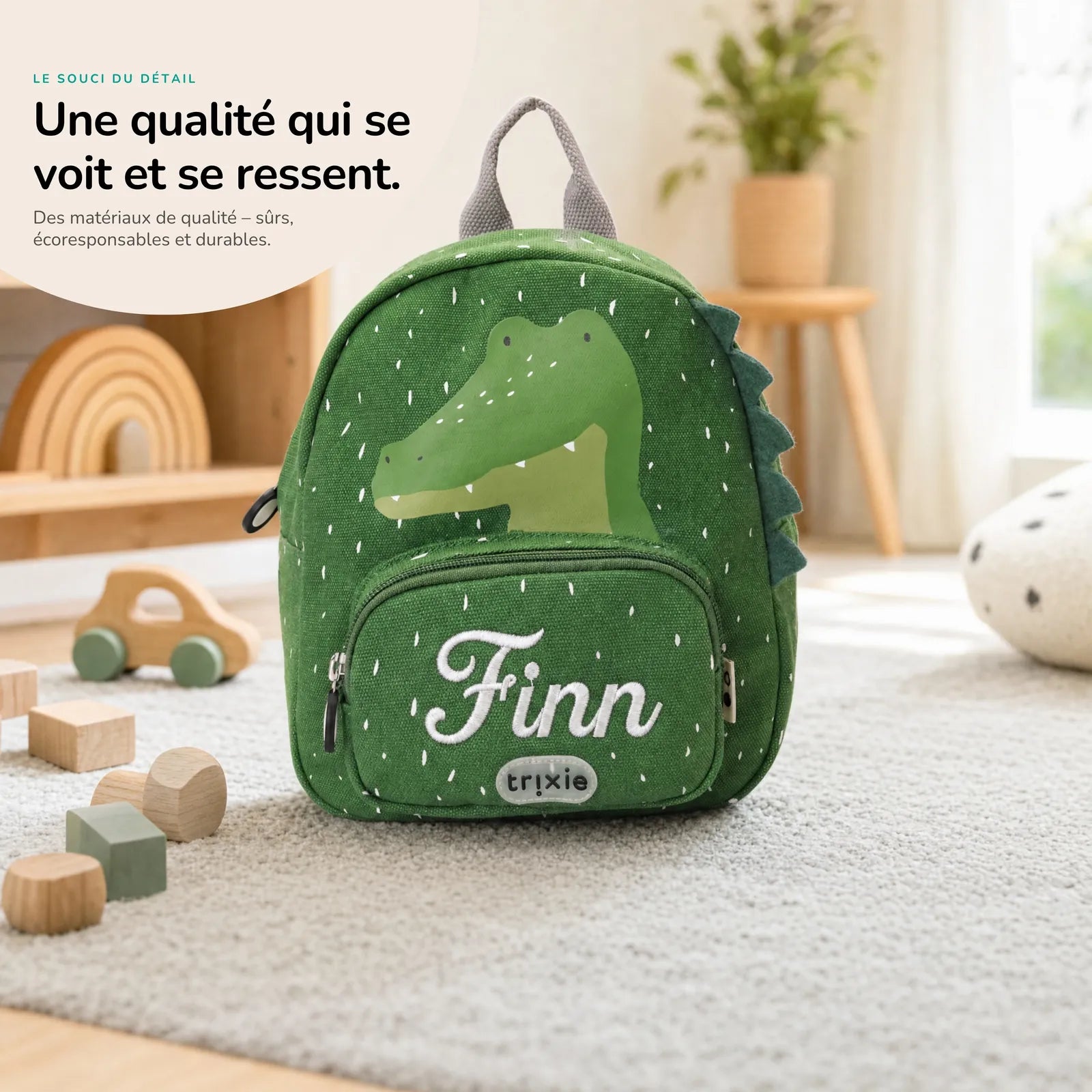 Sac à dos crèche Crocodile personnalisé, matières durables — Kidsmood
