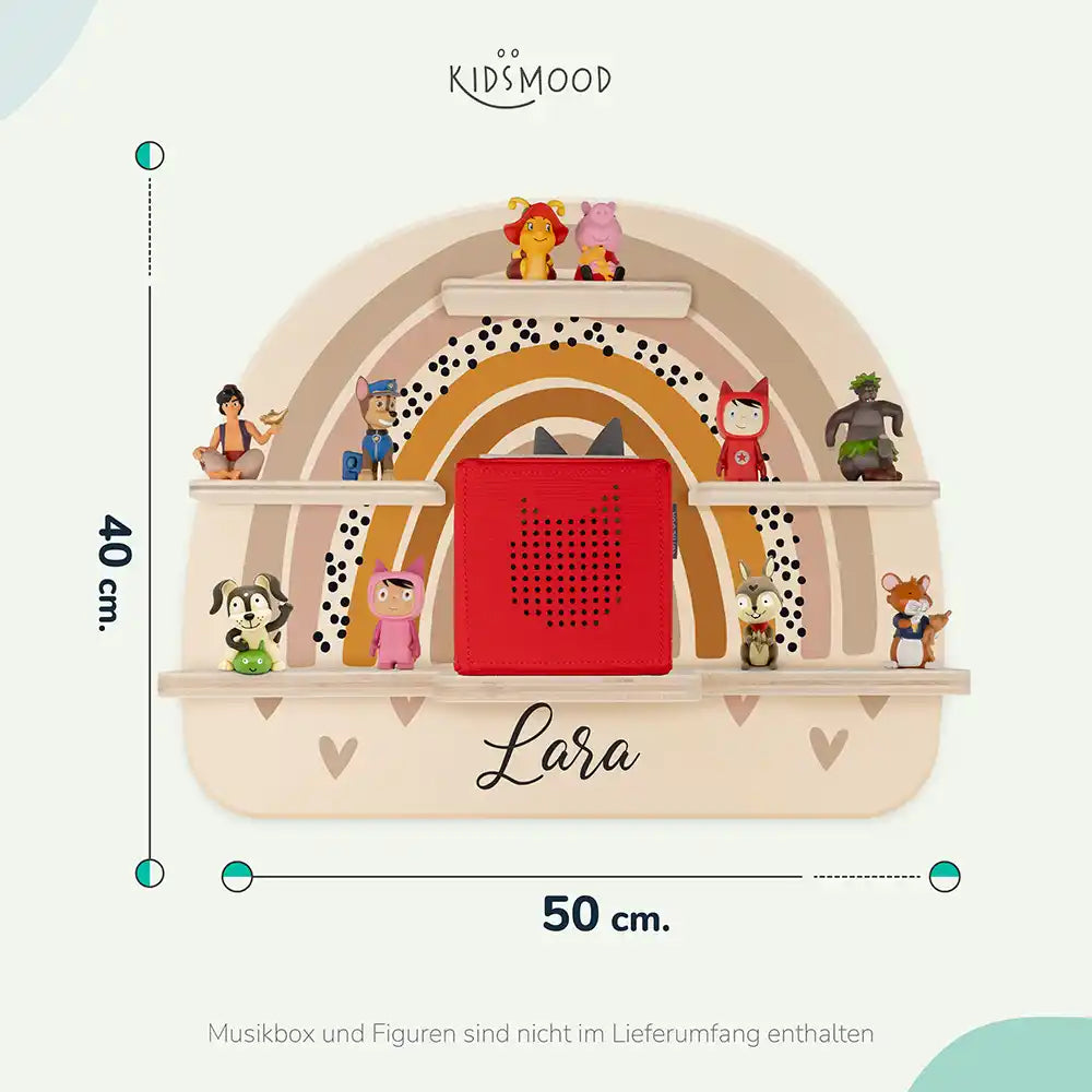 Étagère Toniebox personnalisée Arc-en-ciel 4 – dimensions 50 x 40 cm