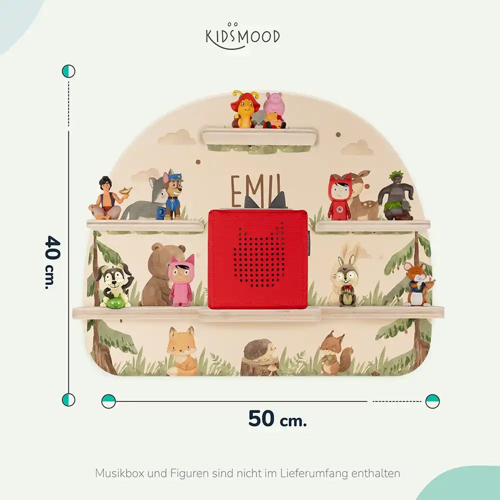 Étagère Toniebox personnalisée Animaux de la forêt – dimensions 50 x 40 cm