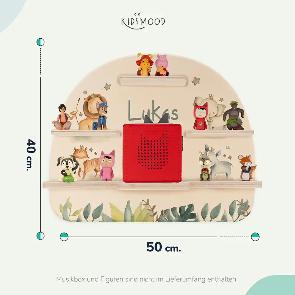Étagère Toniebox personnalisée Famille jungle – dimensions 50 x 40 cm