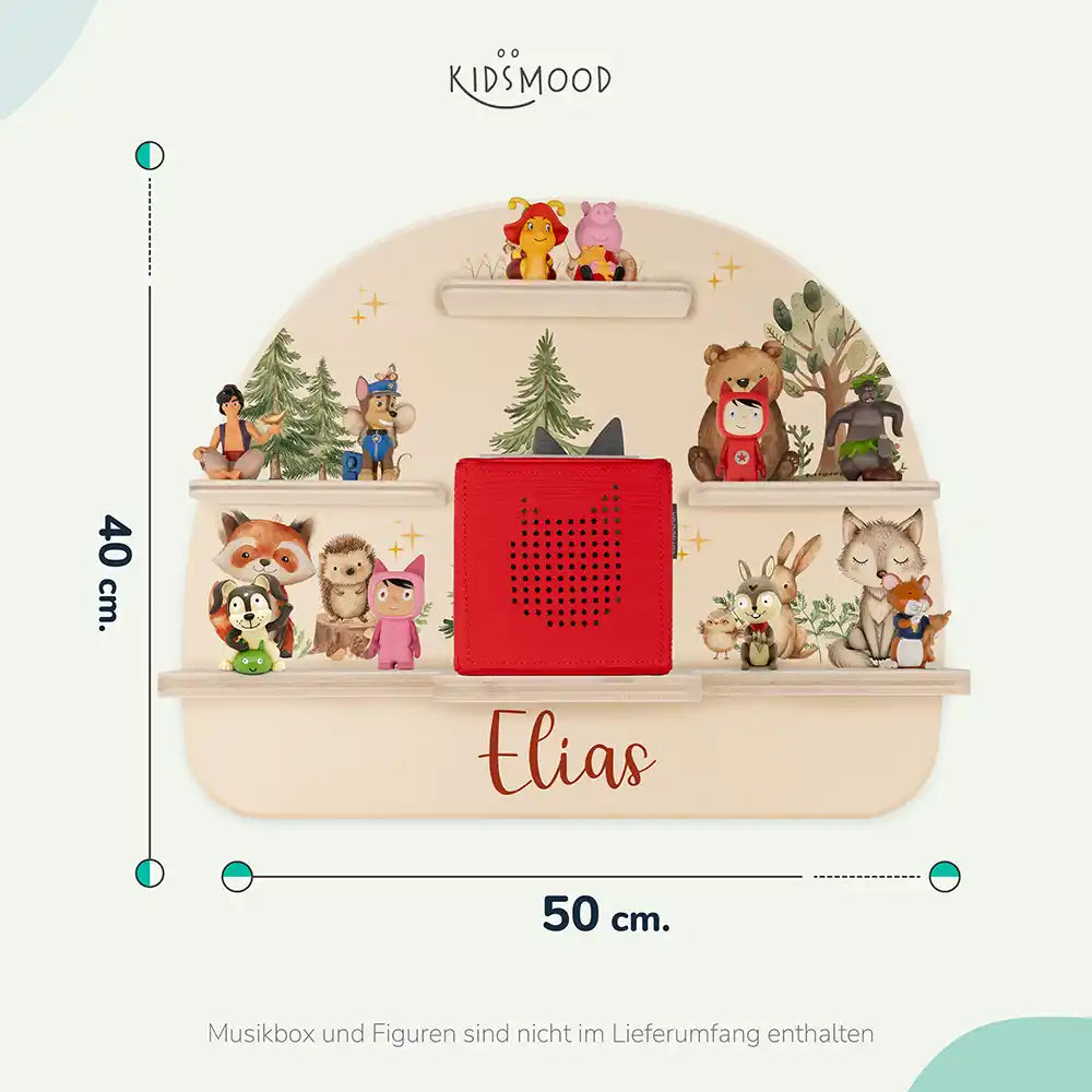 Étagère Toniebox personnalisée Joyeuse forêt – dimensions 50 x 40 cm