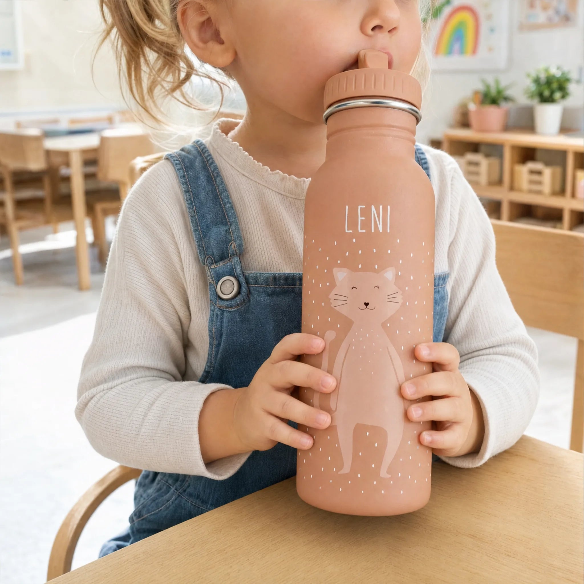 Gourde 350 ml avec cordon de transport, motif Chat — Kidsmood