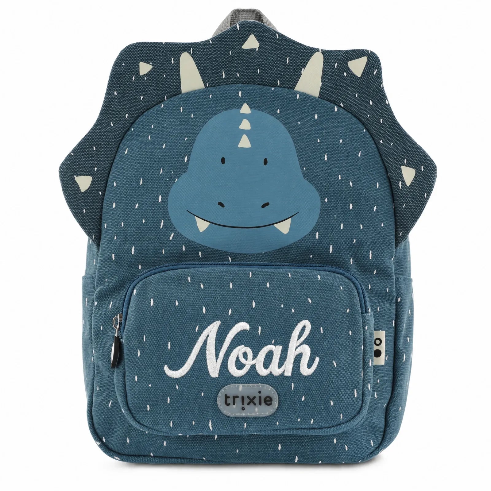 Sac à dos Tricératops, poche avant avec prénom brodé — Kidsmood