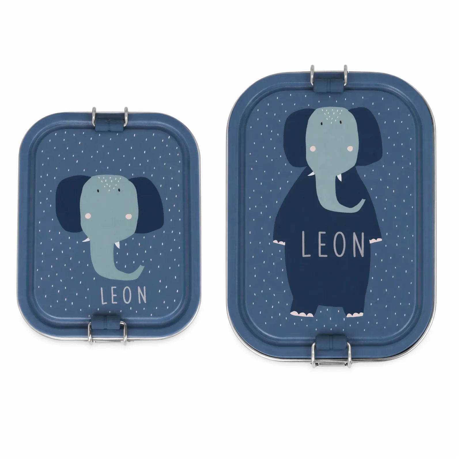 Boîte à goûter inox Éléphant personnalisée, prénom gravé — Kidsmood