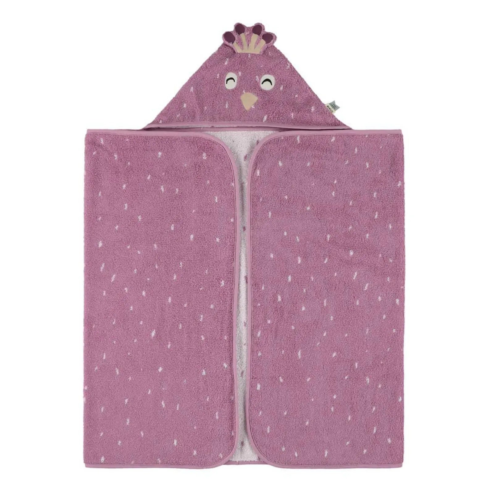 Sortie de bain bébé à capuche Paon, prénom brodé — Kidsmood
