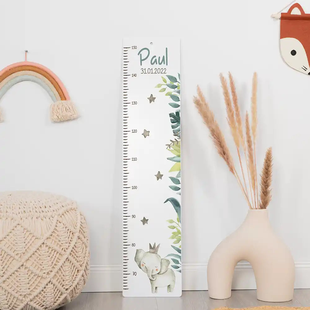 Toise enfant personnalisée Éléphant – ambiance douce dans la chambre d'enfant