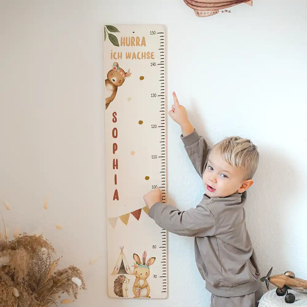 Toise enfant personnalisée Animaux de la jungle – décoration murale dans la chambre d'enfant