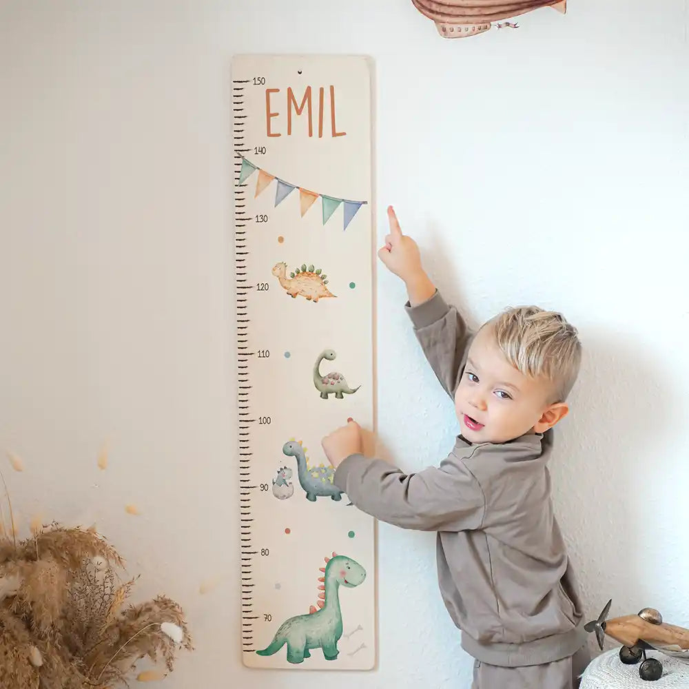Toise enfant personnalisée Dinosaures – décoration murale dans la chambre d'enfant