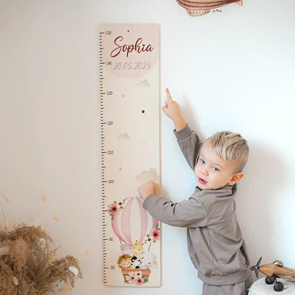 Toise enfant personnalisée Montgolfière – décoration murale dans la chambre d'enfant