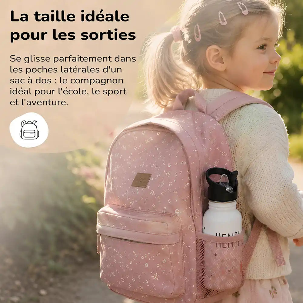 Cadeau personnalisé enfant : gourde motif Animaux tout doux avec prénom — Kidsmood