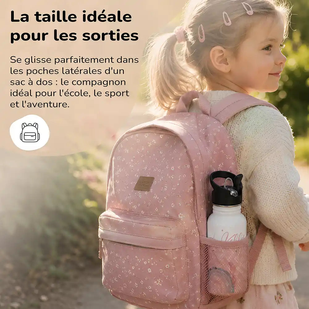 Cadeau personnalisé enfant : gourde motif Licorne sur arc-en-ciel avec prénom — Kidsmood