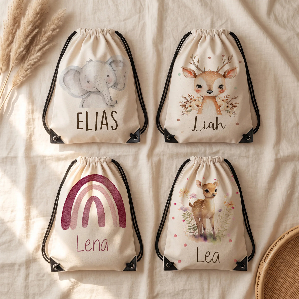 Quatre motifs de sac de sport enfant personnalisé au choix — Kidsmood
