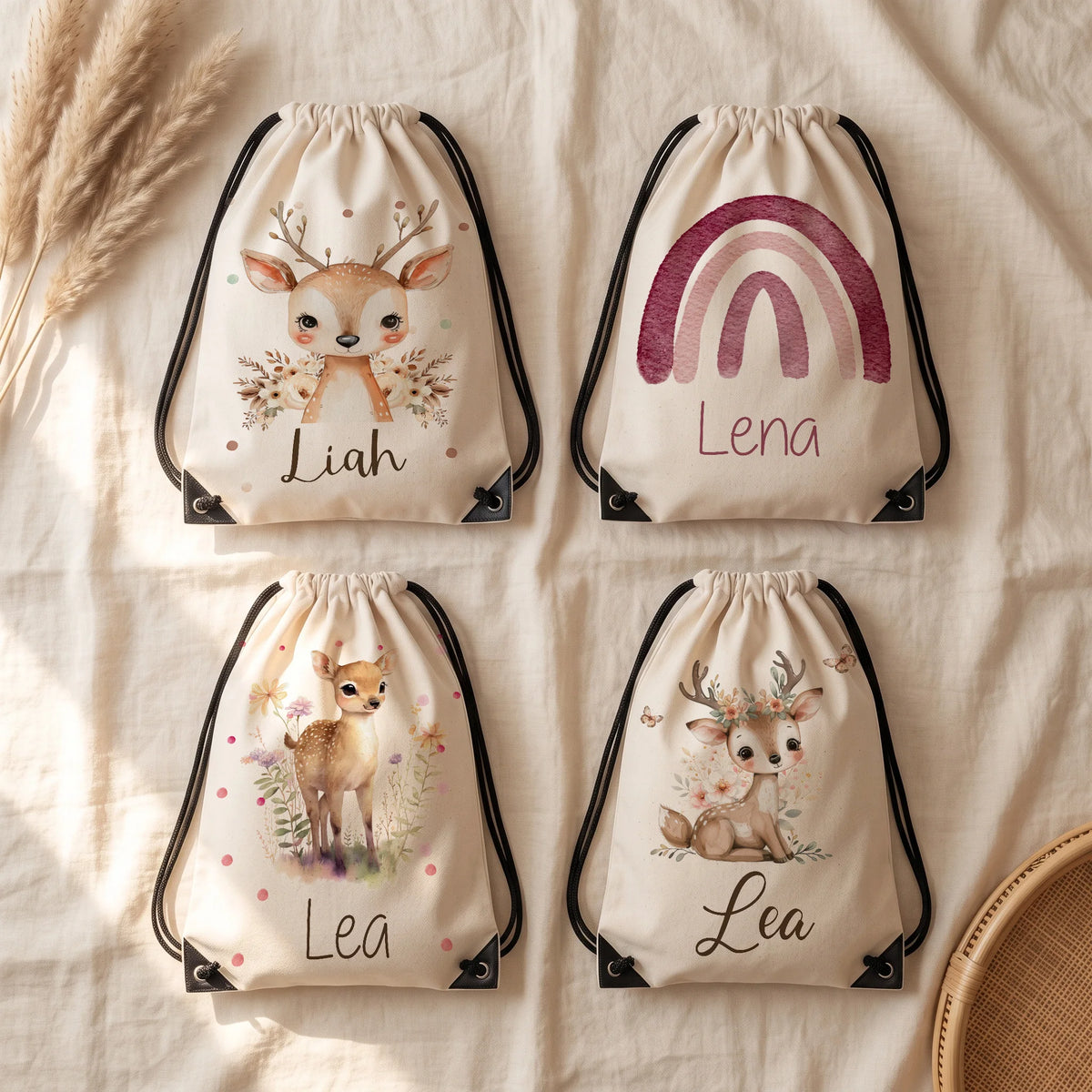Quatre motifs de sac de sport enfant personnalisé au choix — Kidsmood