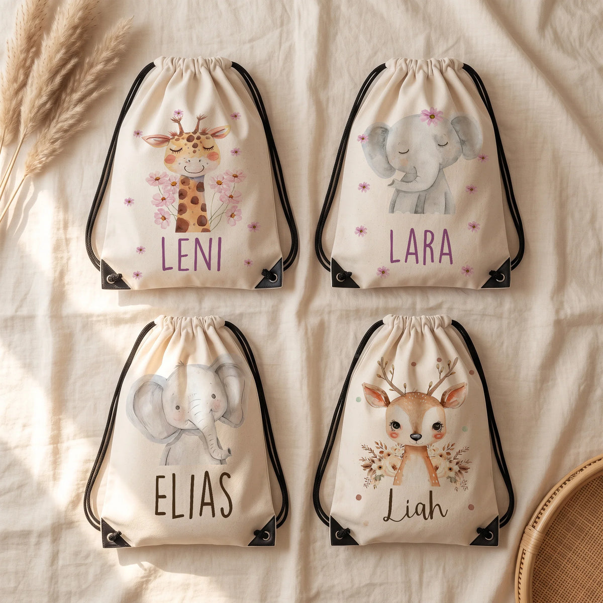 Quatre motifs de sac de sport enfant personnalisé au choix — Kidsmood