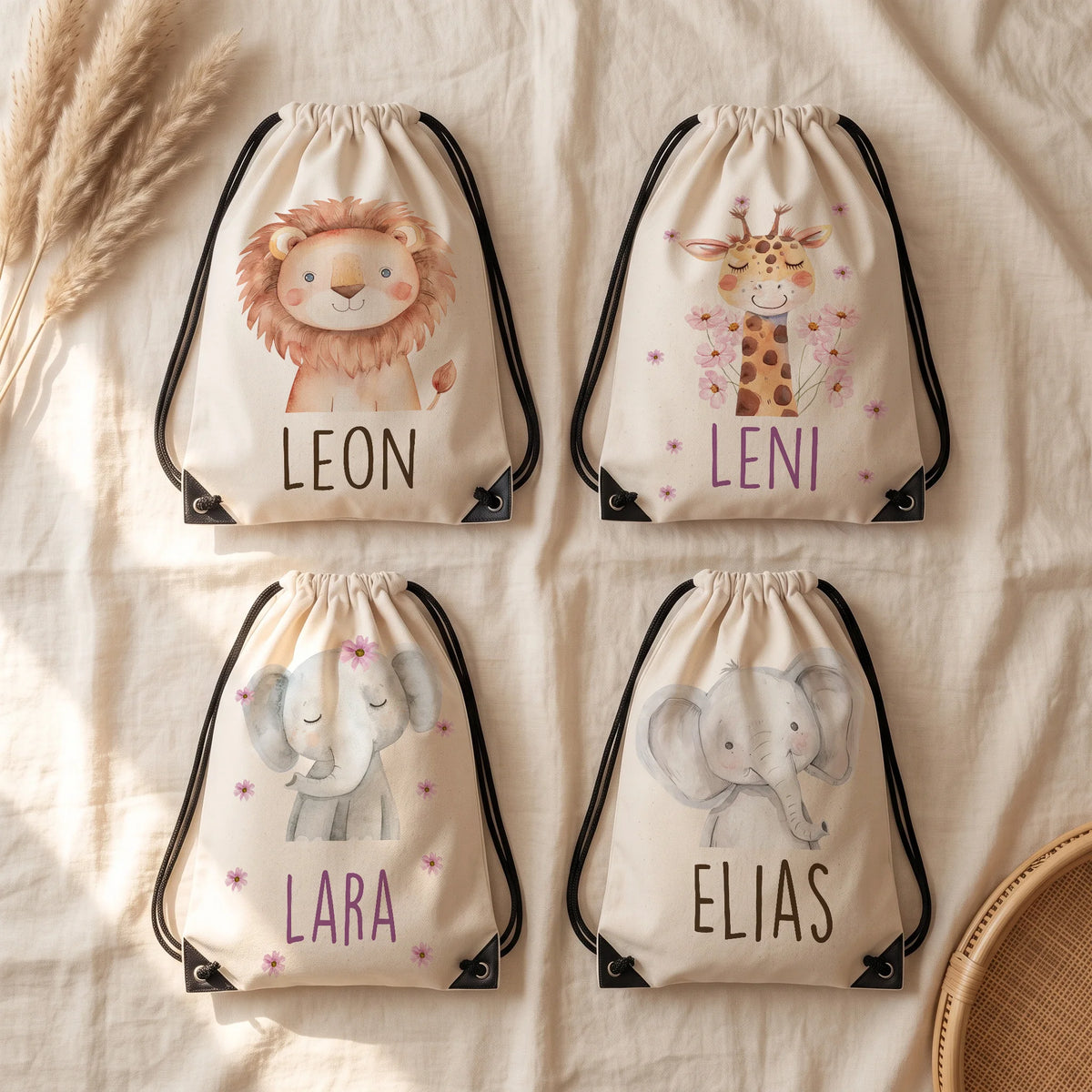 Quatre motifs de sac de sport enfant personnalisé au choix — Kidsmood