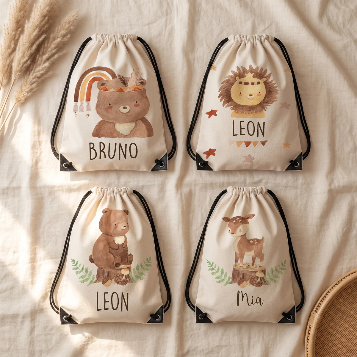 Quatre motifs de sac de sport enfant personnalisé au choix — Kidsmood