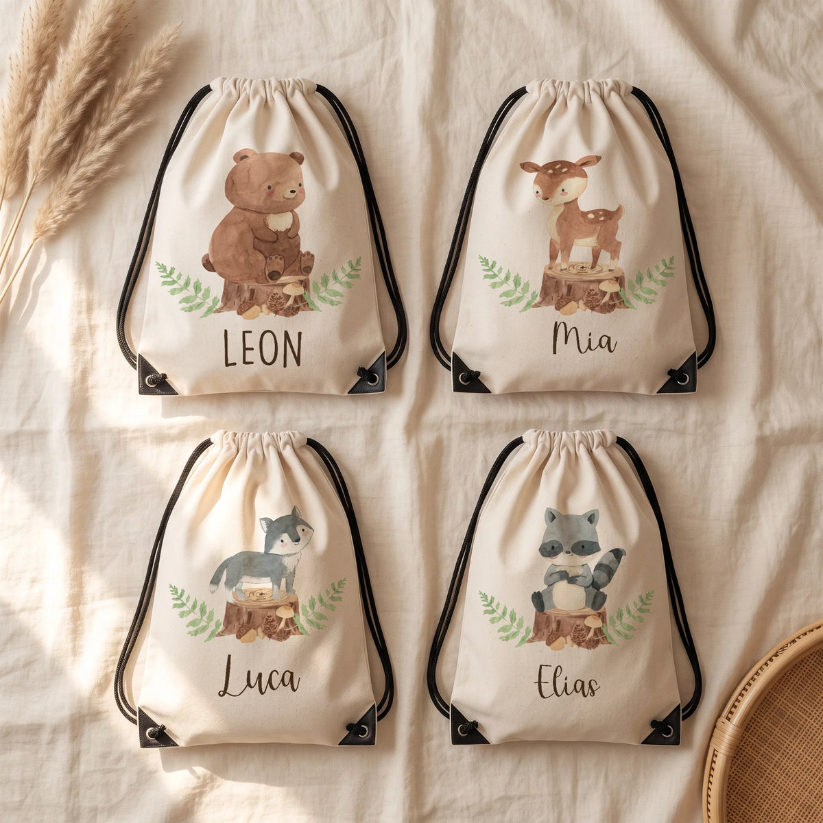 Quatre motifs de sac de sport enfant personnalisé au choix — Kidsmood
