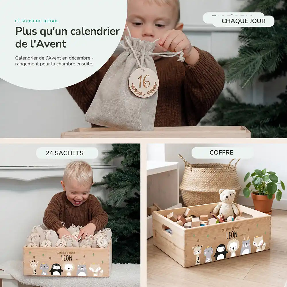 Calendrier de l'avent personnalisé, motif Amis du monde — Rangement pour la chambre | Kidsmood