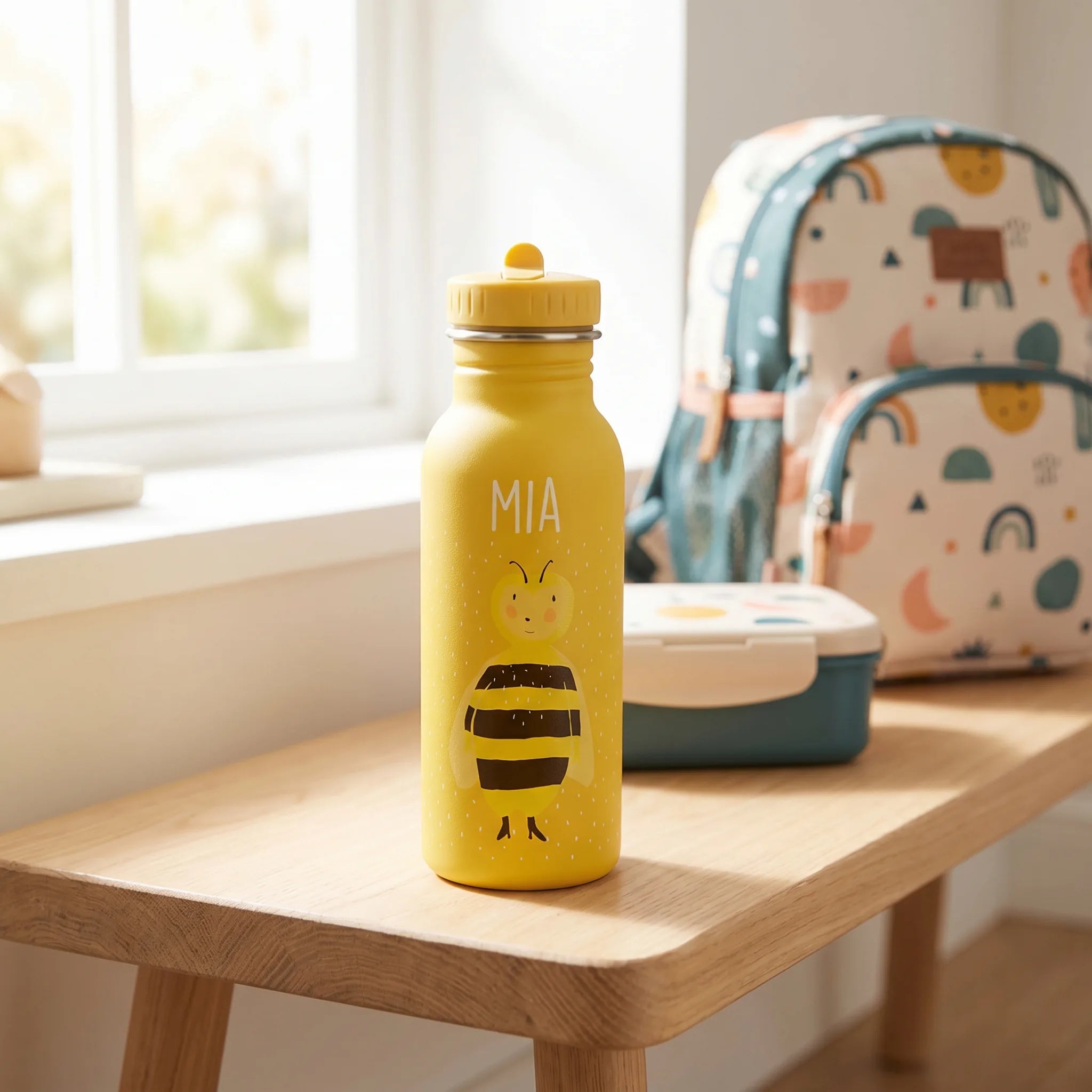 Gourde inox robuste, motif Abeille — Kidsmood