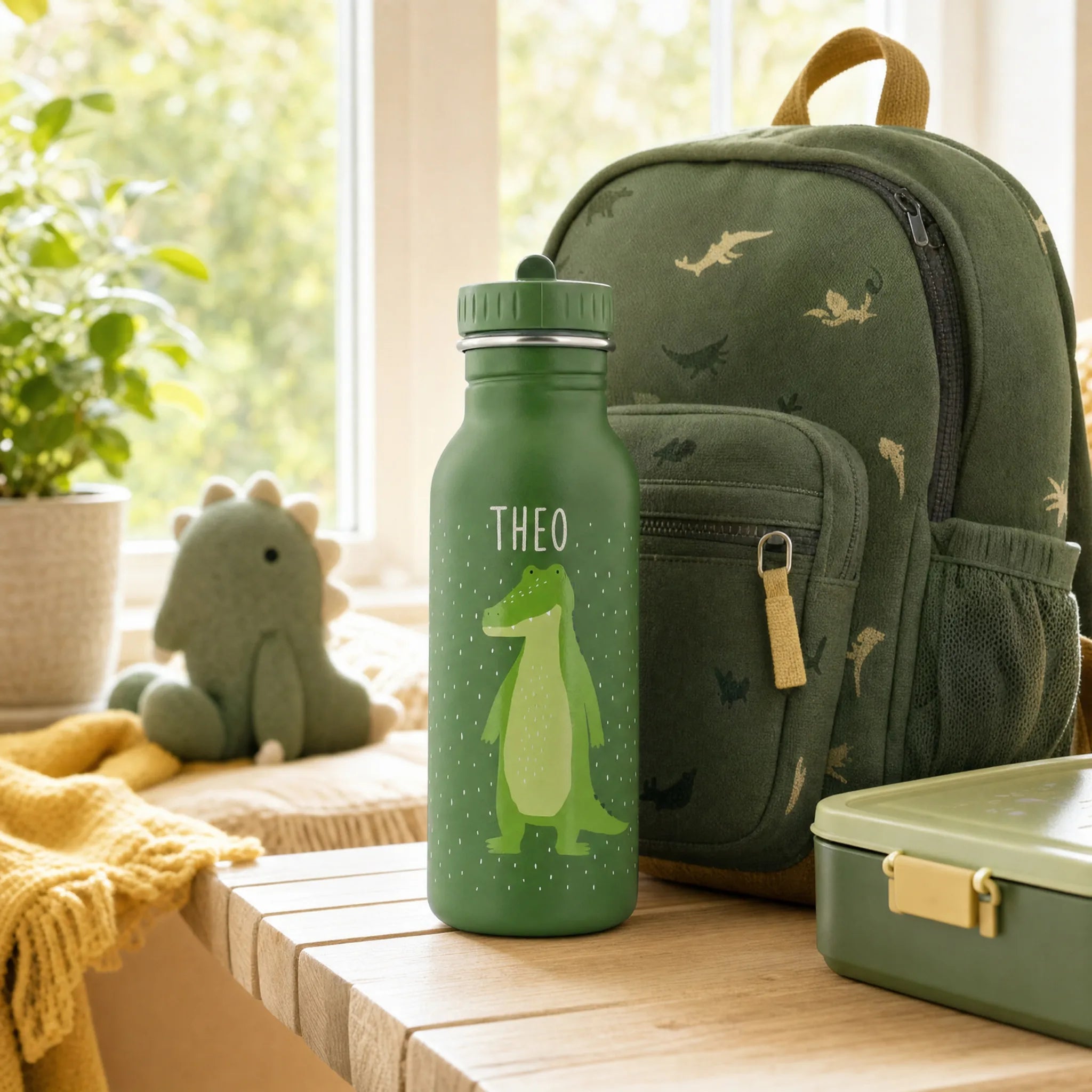 Gourde inox robuste, motif Crocodile — Kidsmood