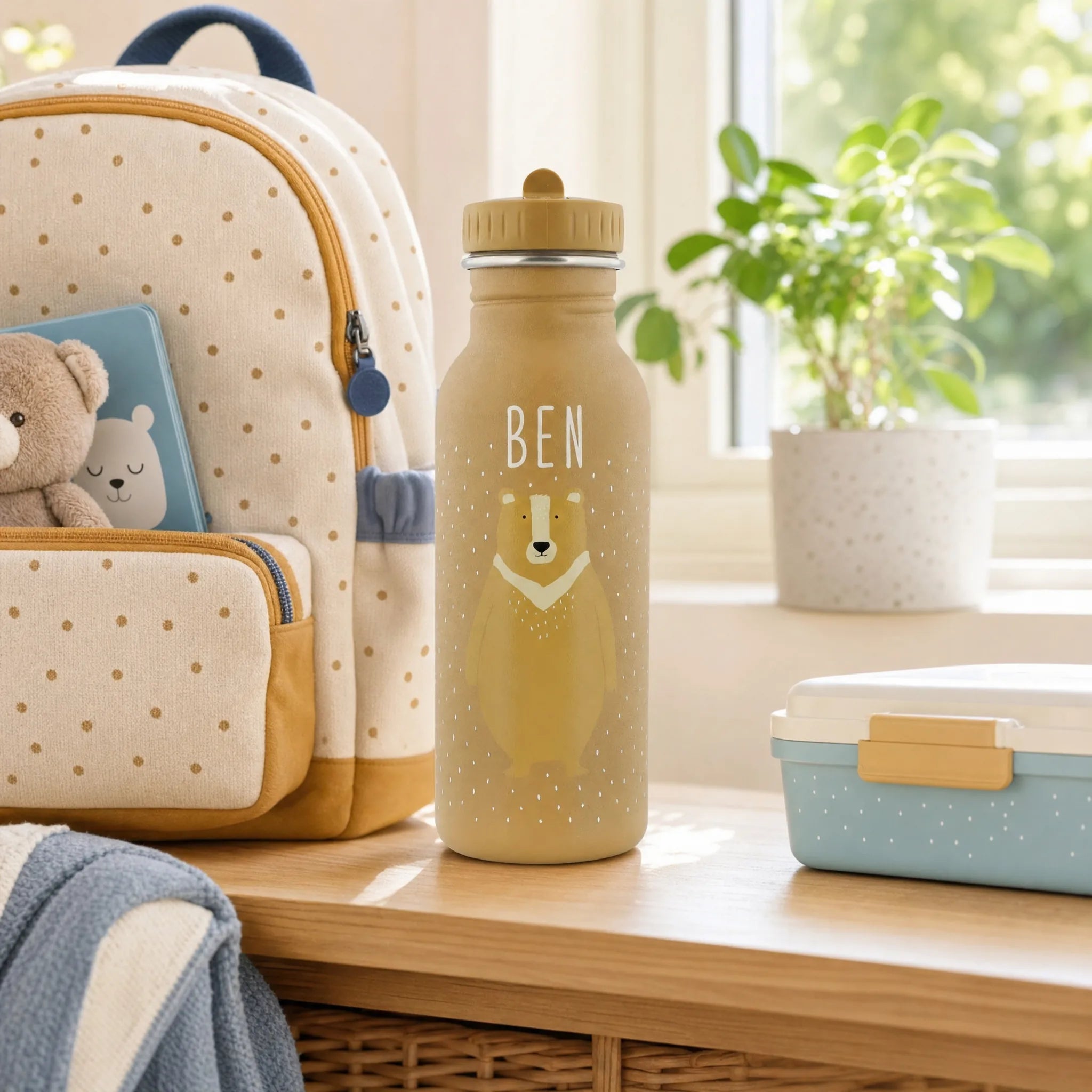 Gourde inox robuste, motif Ours — Kidsmood