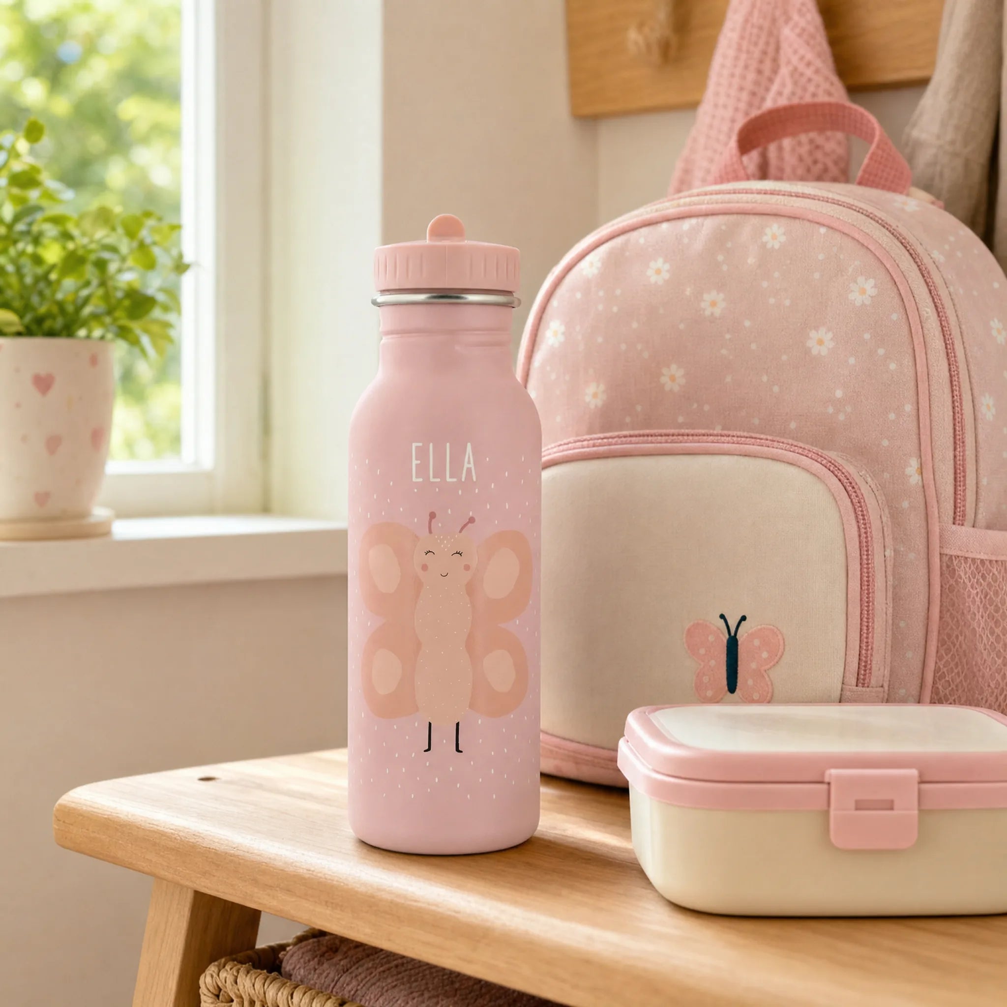 Gourde inox robuste, motif Papillon — Kidsmood