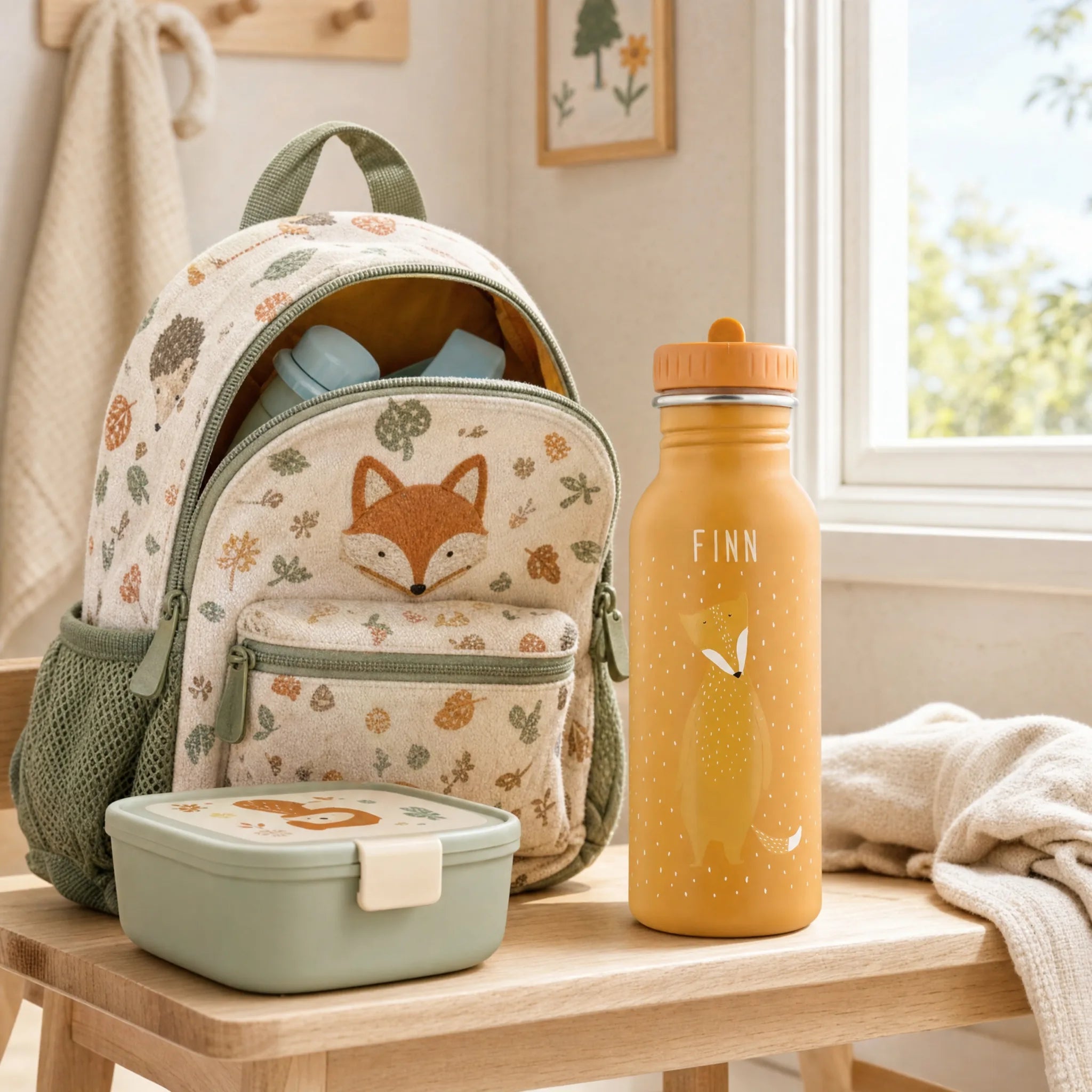Gourde inox robuste, motif Renard — Kidsmood