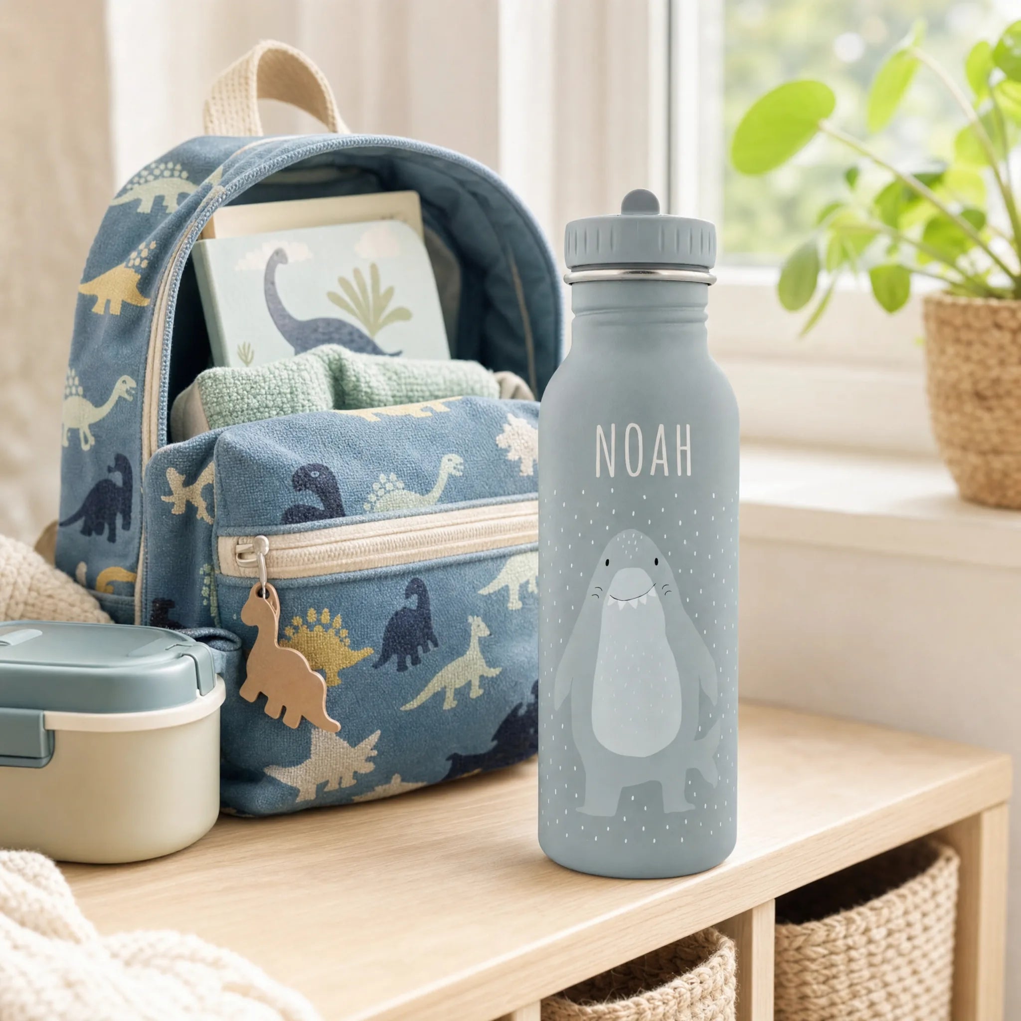 Gourde inox robuste, motif Requin — Kidsmood