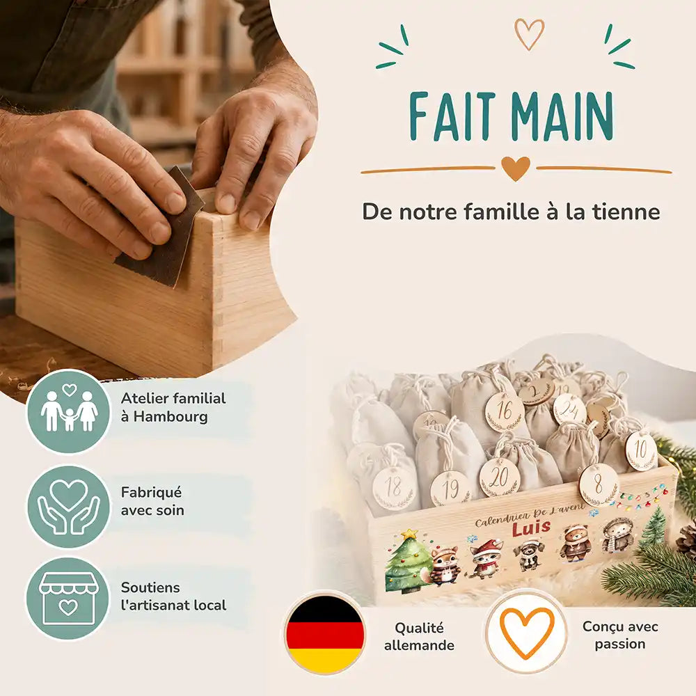 Calendrier de l'avent personnalisé, motif Chien et chat — Fabrication à la main | Kidsmood