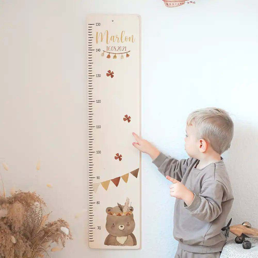 Toise enfant personnalisée – Ours boho