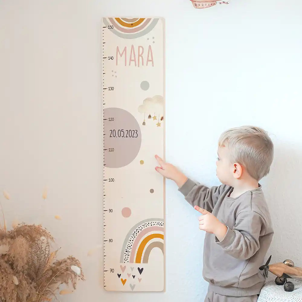 Toise enfant personnalisée – Arc-en-ciel pastel