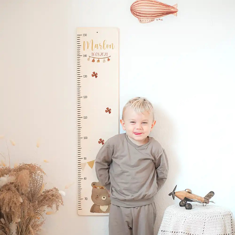 Toise enfant personnalisée – Ours boho