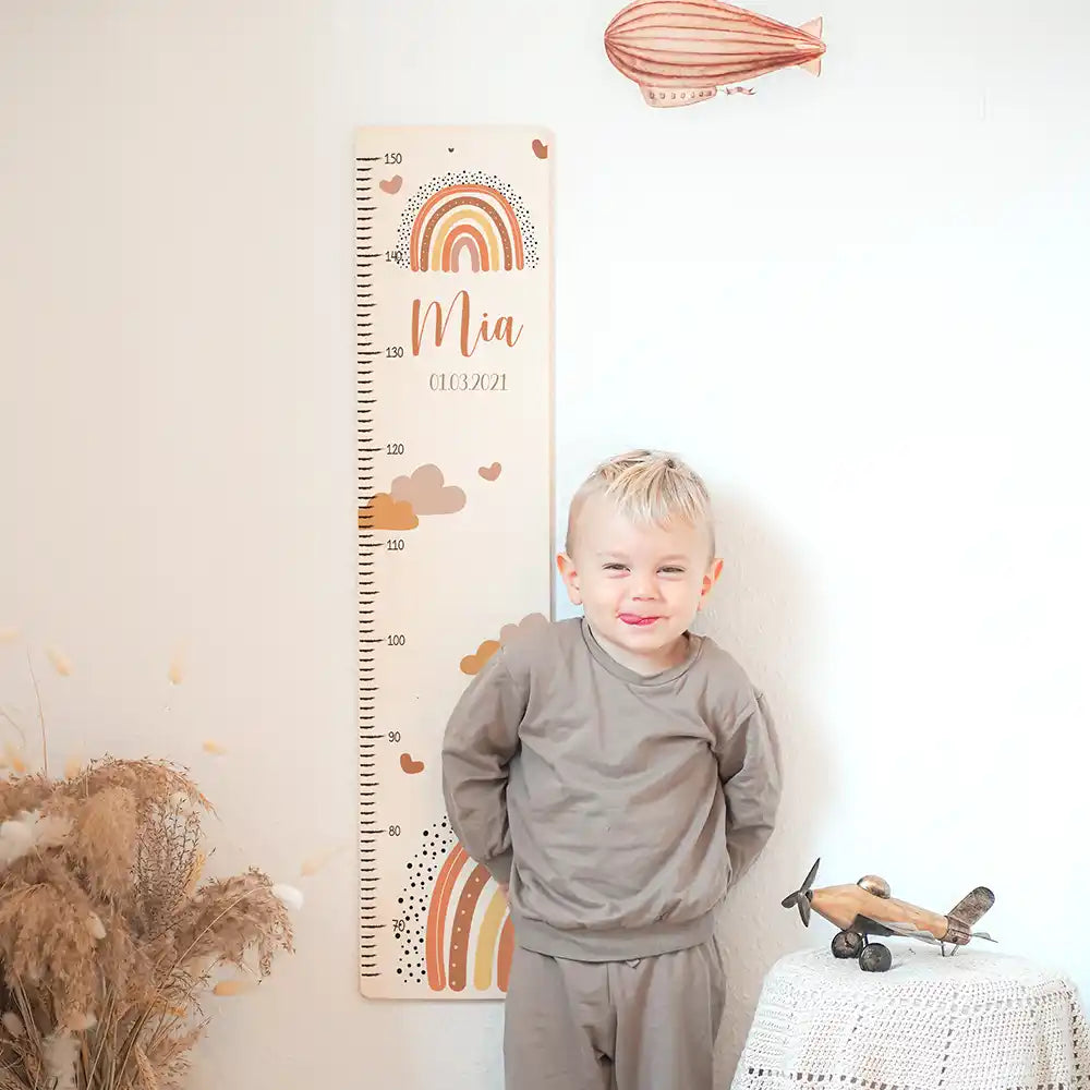 Toise enfant personnalisée – Arc-en-ciel terracotta