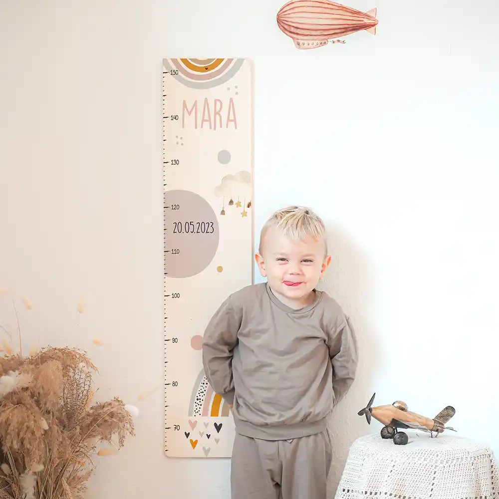 Toise enfant personnalisée – Arc-en-ciel pastel