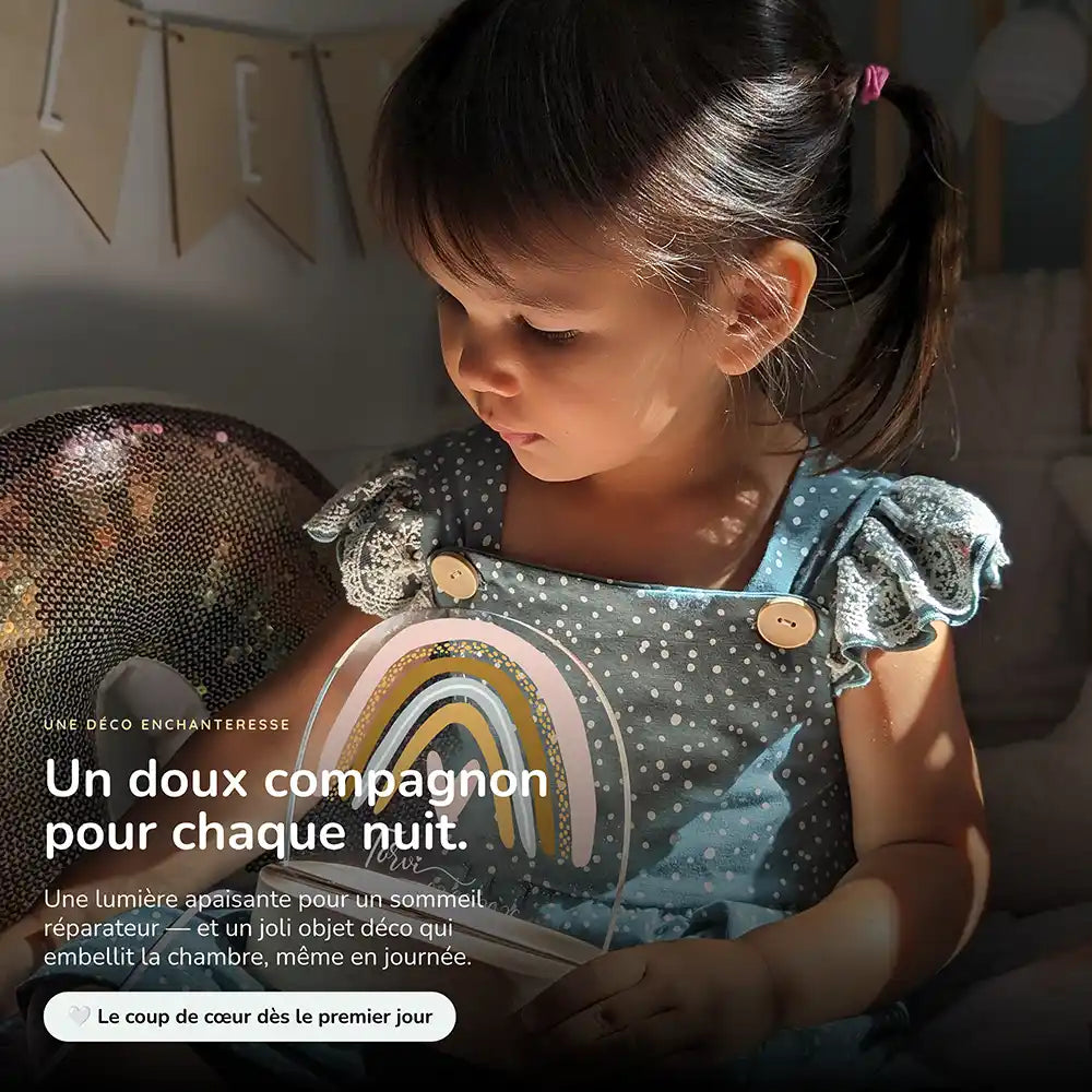 Veilleuse enfant personnalisée Arc-en-ciel fille – intensité réglable en continu d'une simple pression
