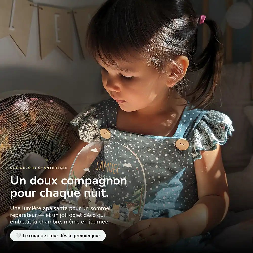 Veilleuse enfant personnalisée Amis de la forêt – intensité réglable en continu d'une simple pression