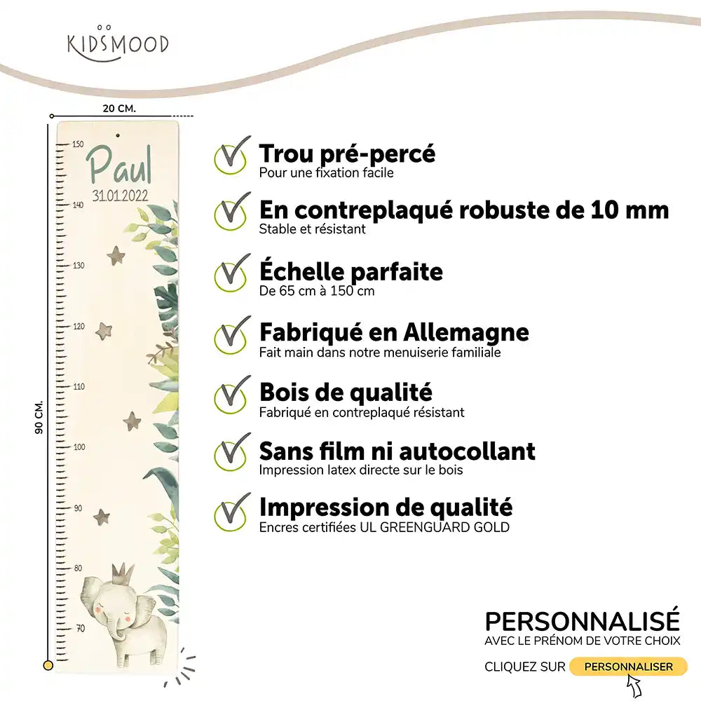 Toise enfant personnalisée – Éléphant