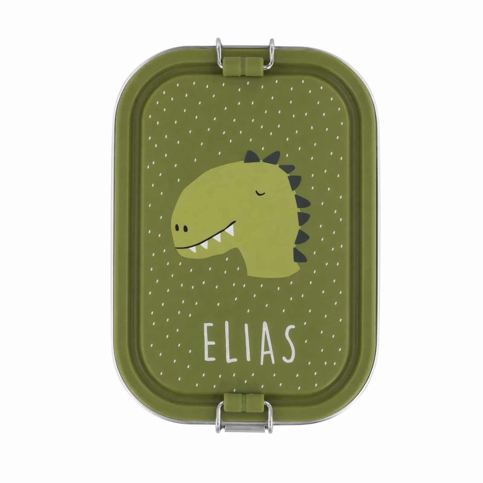 Boîte à goûter inox enfant Trixie Dino, prénom en option — Kidsmood