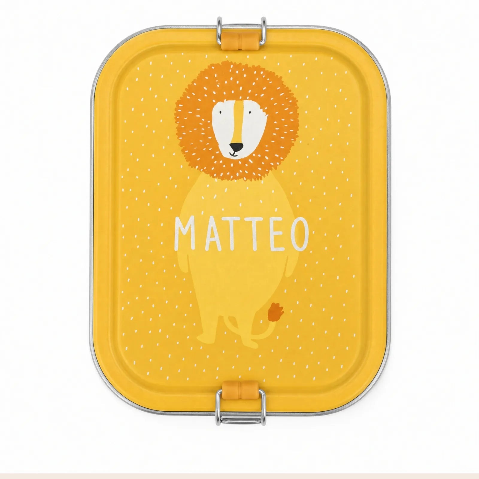 Boîte à goûter inox enfant Trixie Lion, prénom en option — Kidsmood