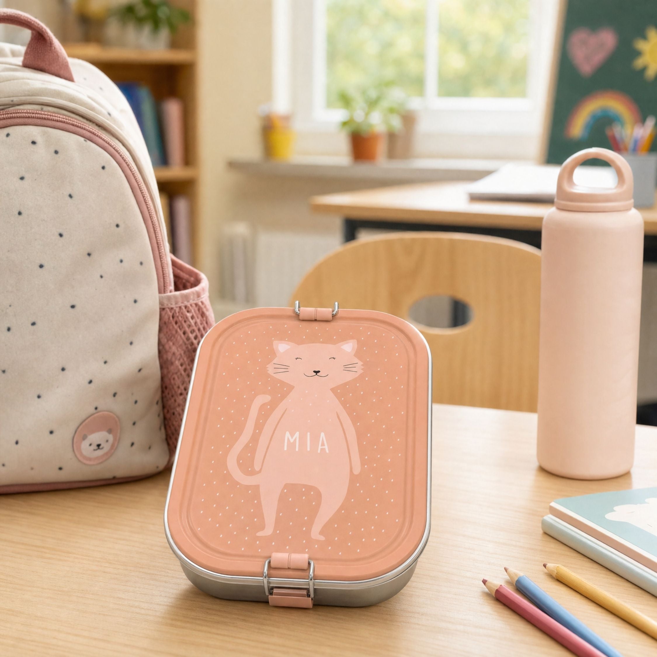 Boîte à goûter inox personnalisée Trixie - Chat