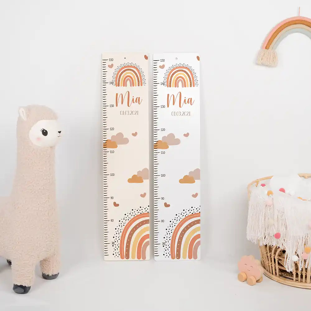 Toise enfant personnalisée – Arc-en-ciel terracotta