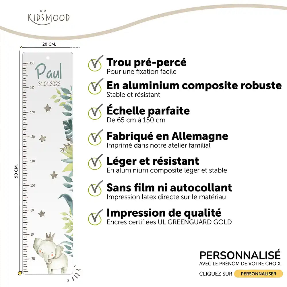 Toise enfant personnalisée – Éléphant