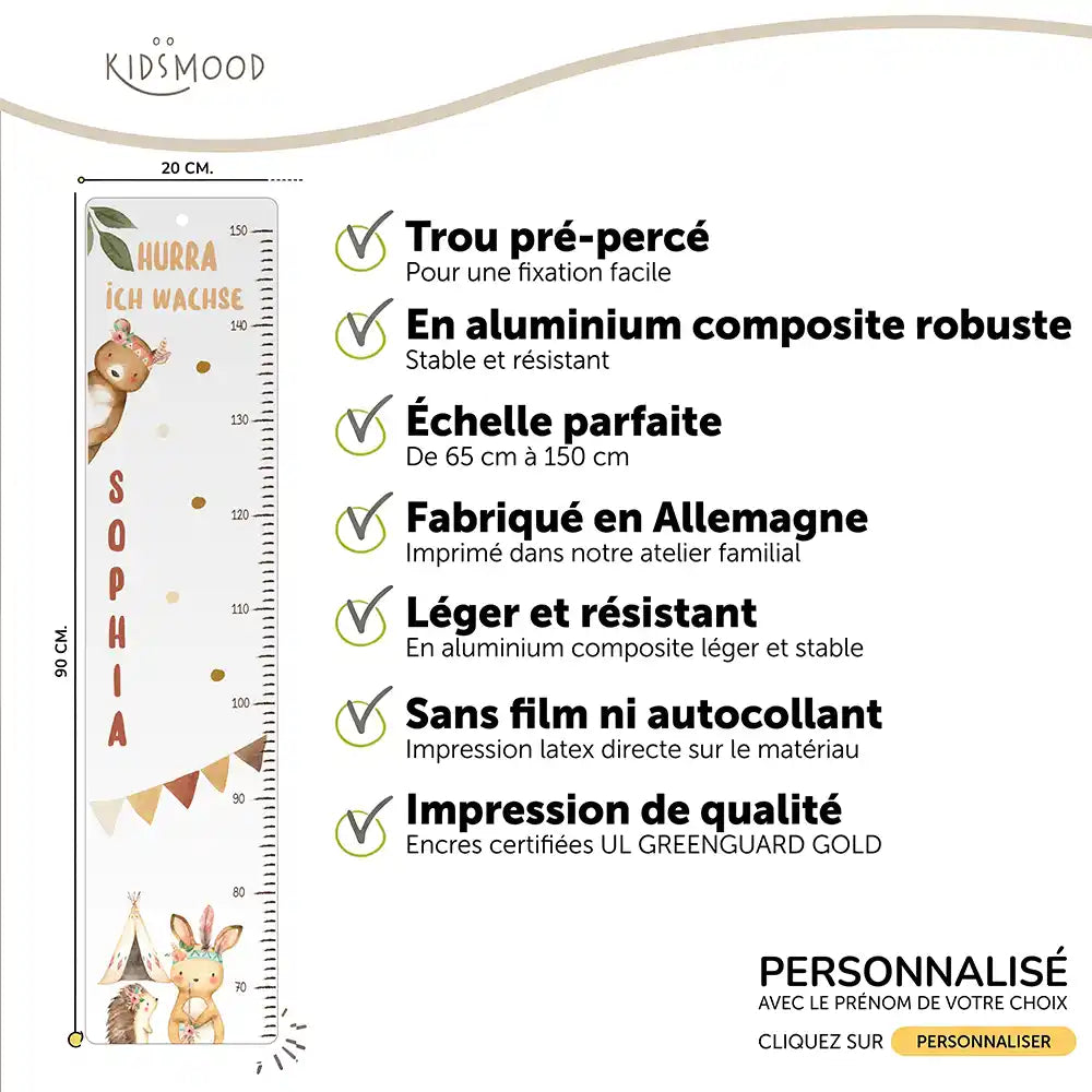 Toise enfant personnalisée – Animaux de la jungle