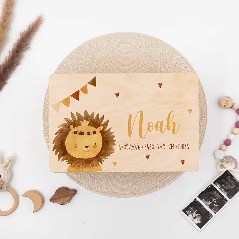 Boîte à souvenirs bébé personnalisée – Petit lion