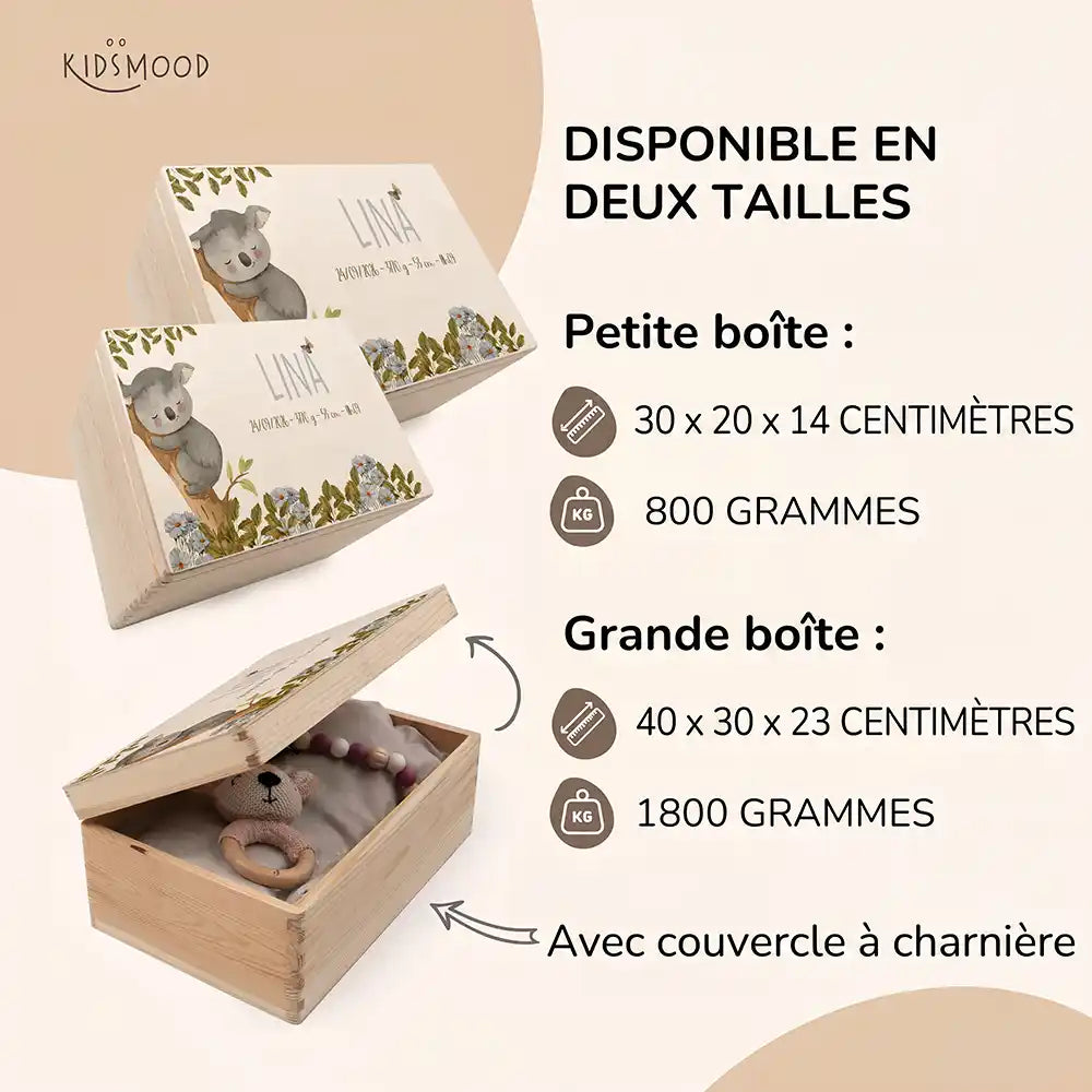 Boîte à souvenirs bébé personnalisée – Koala