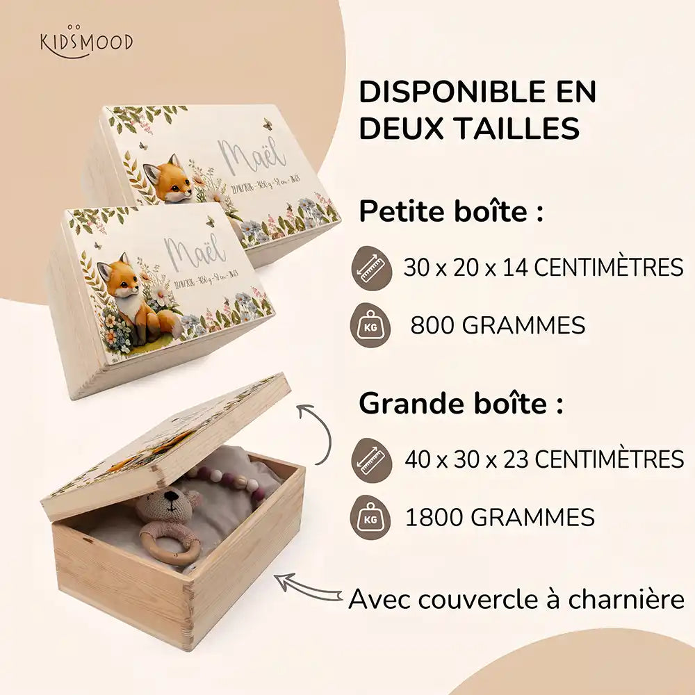 Boîte à souvenirs bébé personnalisée – Bébé renard