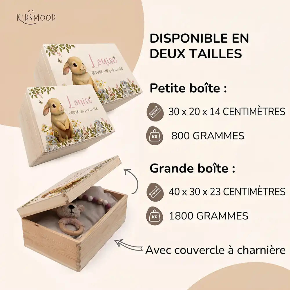 Boîte à souvenirs bébé personnalisée – Petit lapin