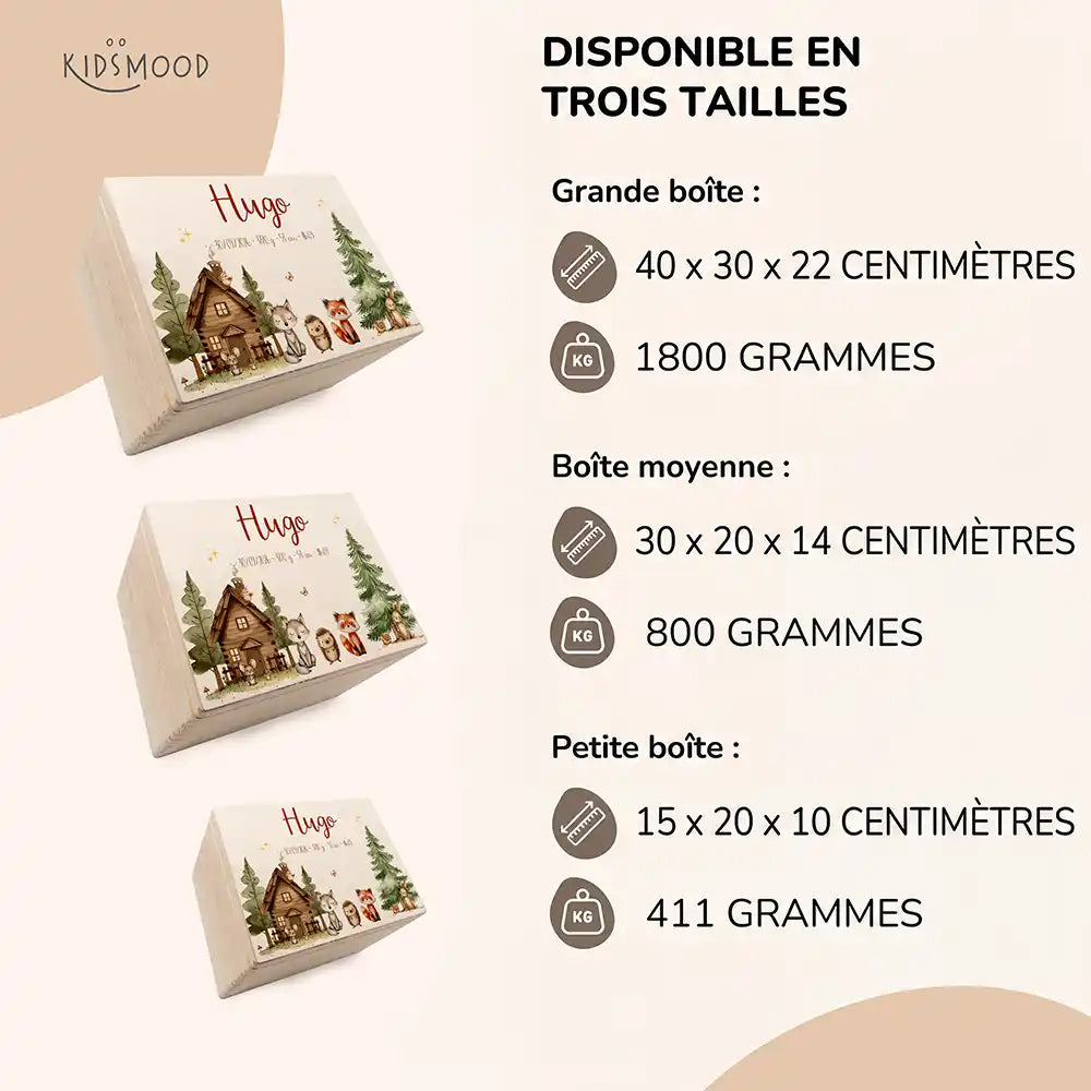 Boîte à souvenirs bébé personnalisée – Cabane de la forêt